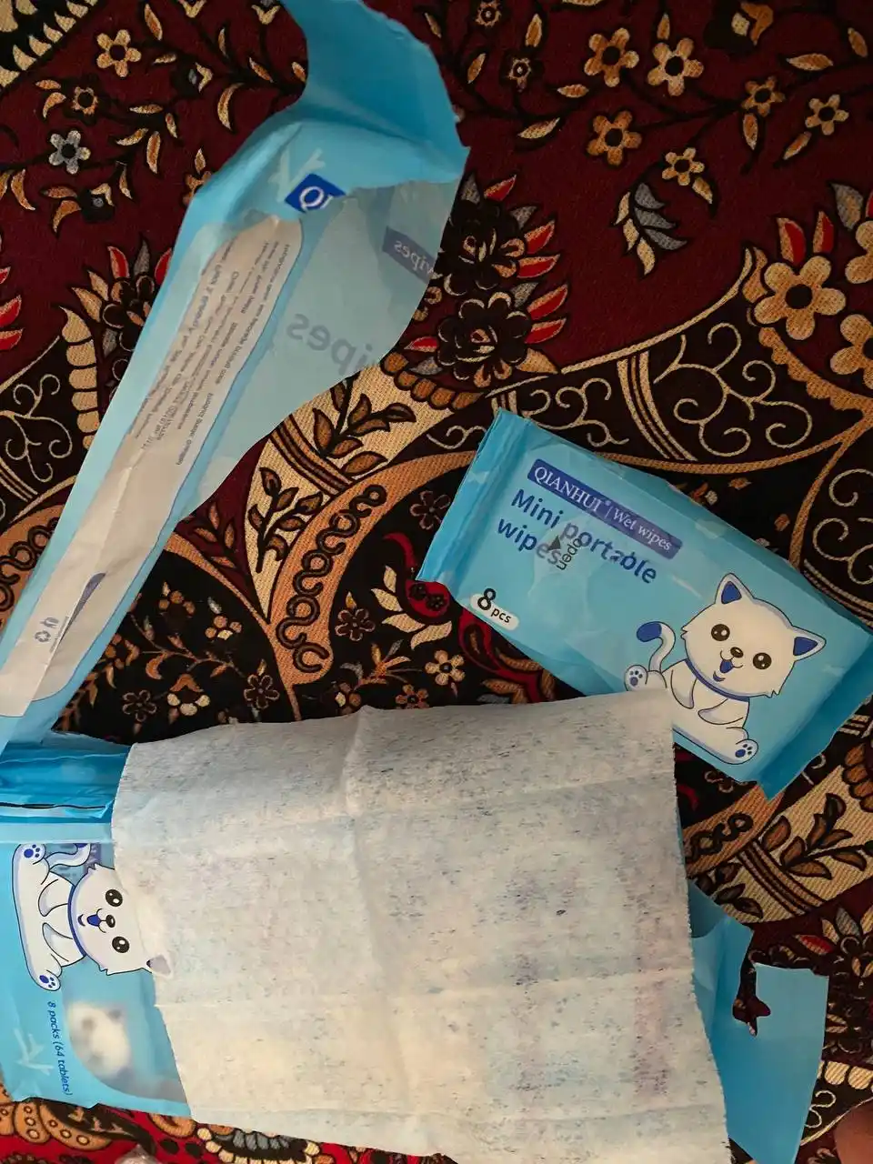 Nam salfetkalar 64 dona, antibakterial, mini, bolalar va kattalar uchun