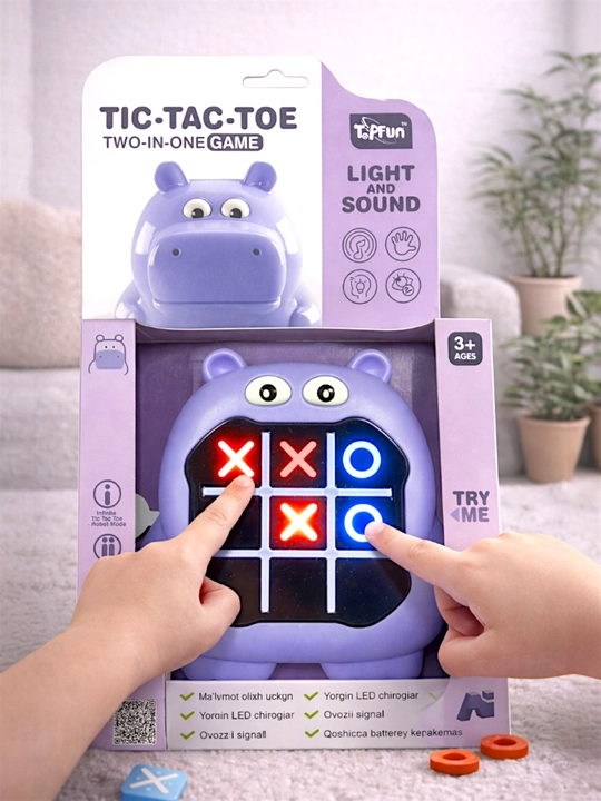 Bolalar uchun jirafa mini-konsolini rivojlantiruvchi Tic-Tac-Toe krest-nolik elektron o‘yini