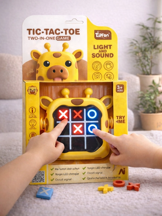Bolalar uchun jirafa mini-konsolini rivojlantiruvchi Tic-Tac-Toe krest-nolik elektron o‘yini