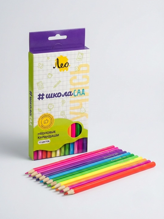 Rangli qalamlar Leo O‘rgan LSNCP-12, neon, 12 rang, charxlangan