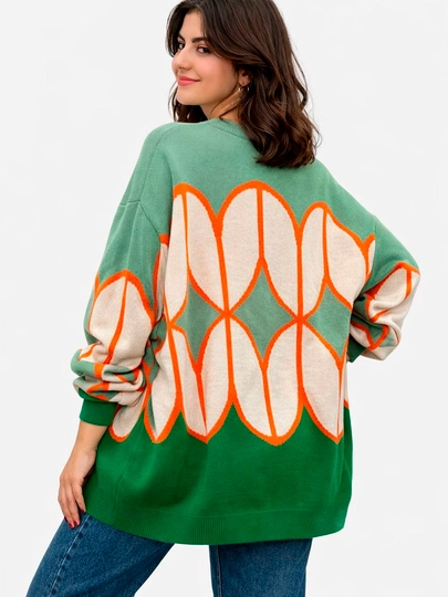 Ayollar uchun oversize jemper, tunika, yumshoq trikotaj, keng yengli model