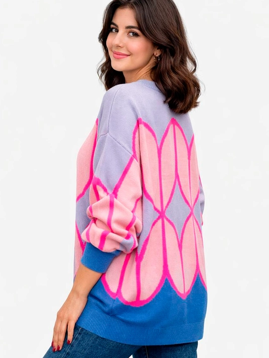 Ayollar uchun oversize jemper, tunika, yumshoq trikotaj, keng yengli model