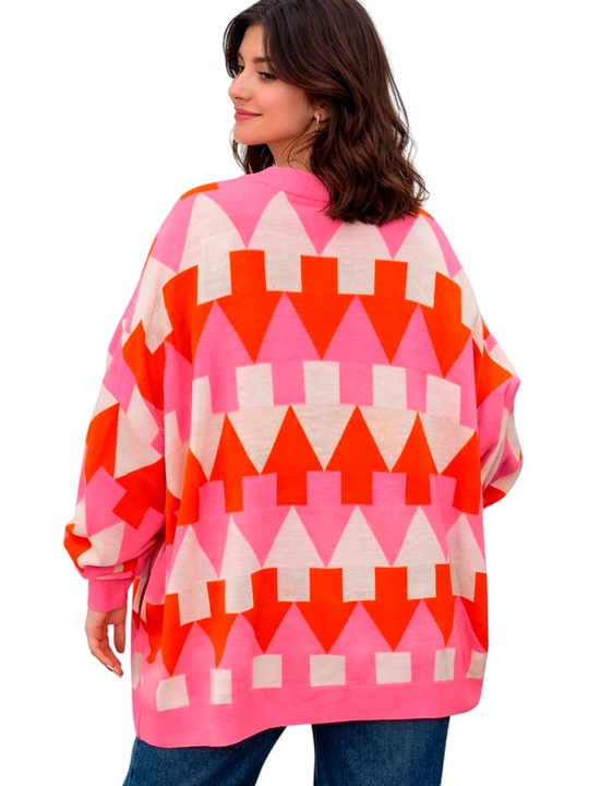 Ayollar uchun oversize jemper, tunika, yumshoq trikotaj, keng yengli model