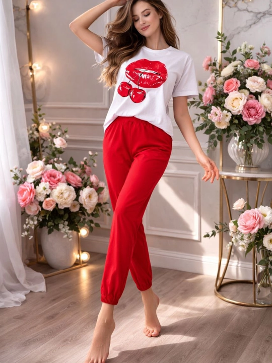 Pijama ayollar uchun, 44–50, 2 qism paxta, uy kiyimi, qulay pijama to‘plam
