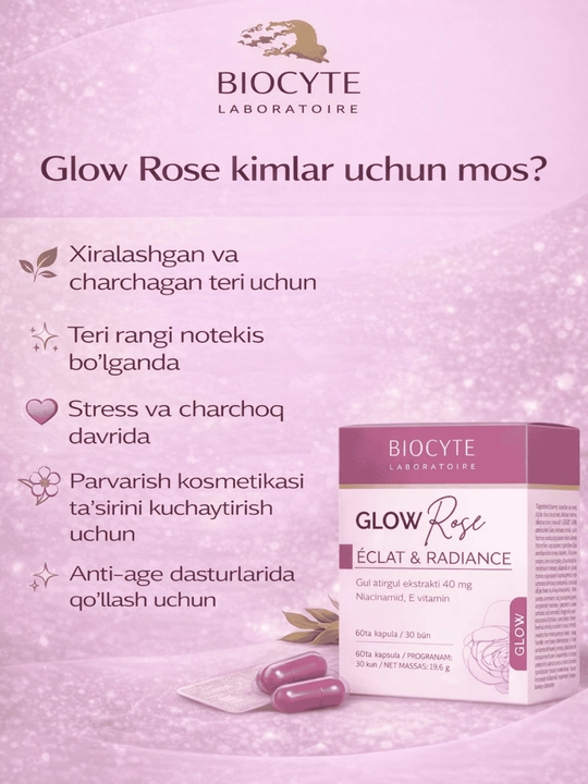 Glowrose Biocyte, для кожи, 60 капсул