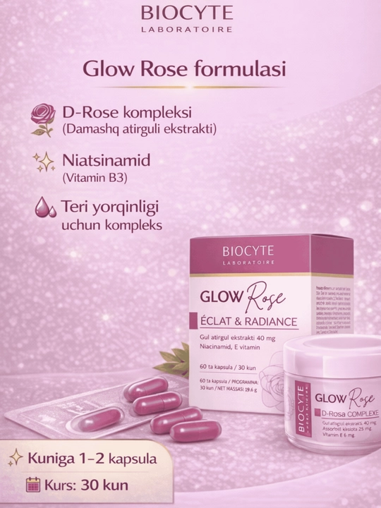 Glowrose Biocyte, для кожи, 60 капсул