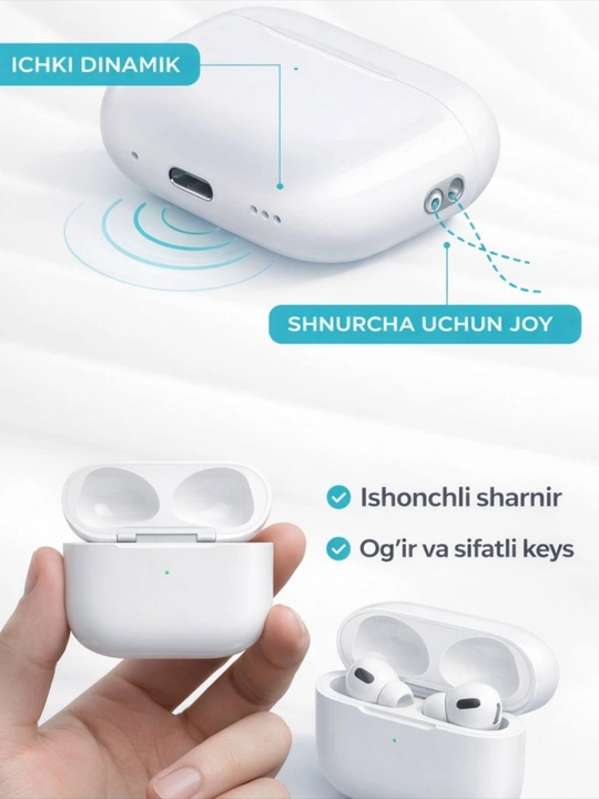 Premiuм pods pro 3 bonusiga chehol, uzulmas ipi, zaryadnigi, ios va android uchun mikrofon