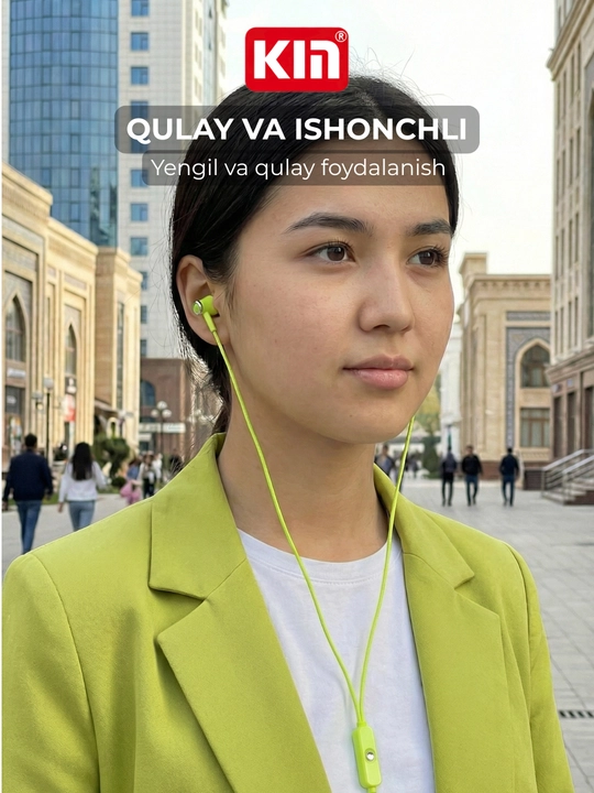 Simli quloqchin KIN K68 3.5mm 10mm drayver mikrofon bilan vakuum naushnik telefon