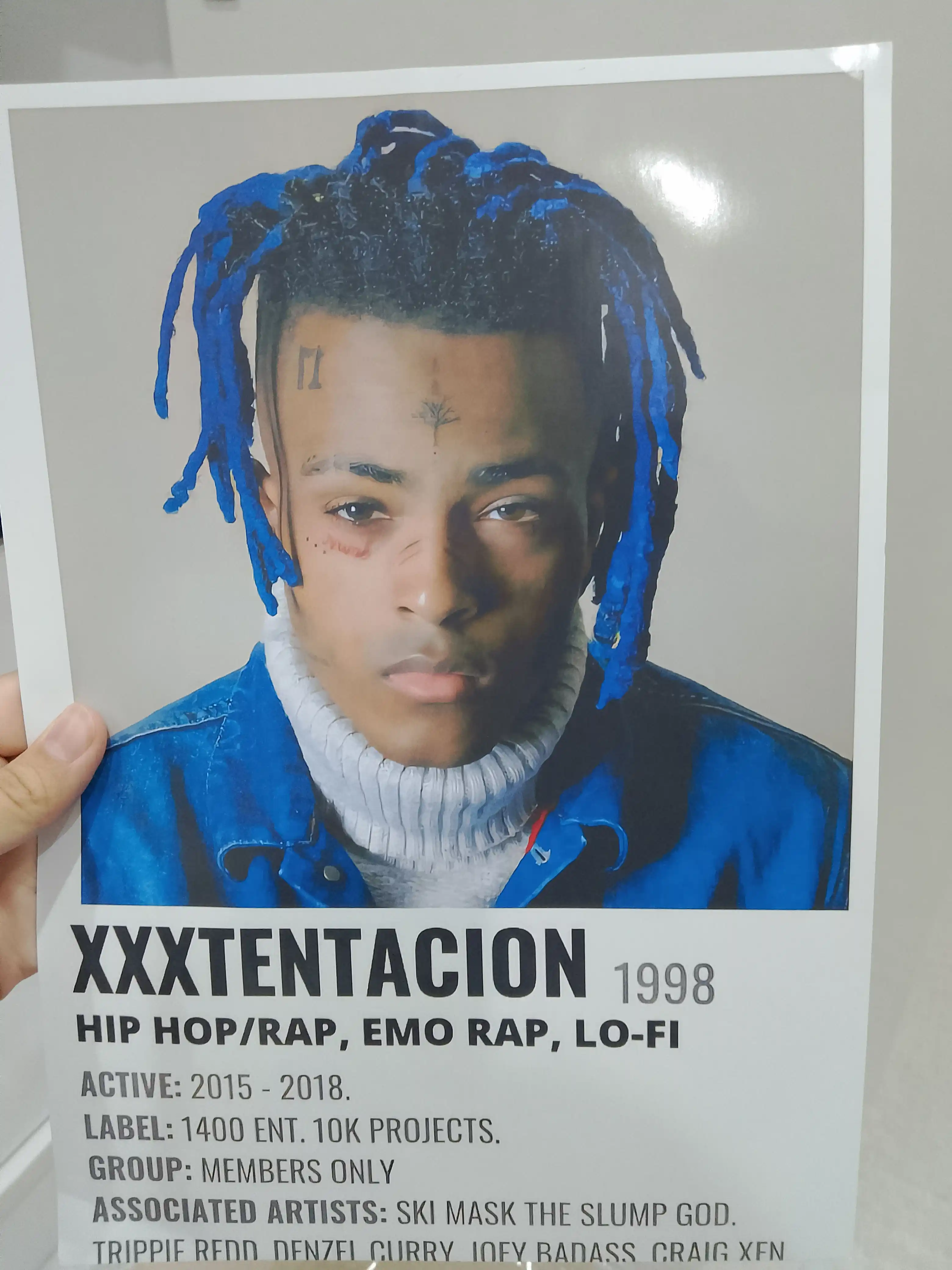 Постер-наклейка, формата A4. XXXTentacion
