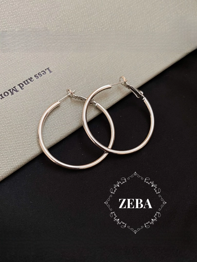 Cерьги кольца, круглые, конго золотого и серебрянного цветов — ZEBA-HOOPEAR-БЕЛЫЙ