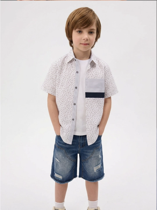 Рубашка для мальчика Slim Fit с длинным рукавом, школьная форма, 7-14 лет