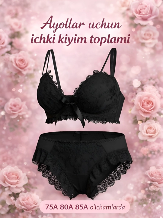 Ayollar ichki kiyimi, byusgalter va trusik, to‘rli ichki kiyim - 