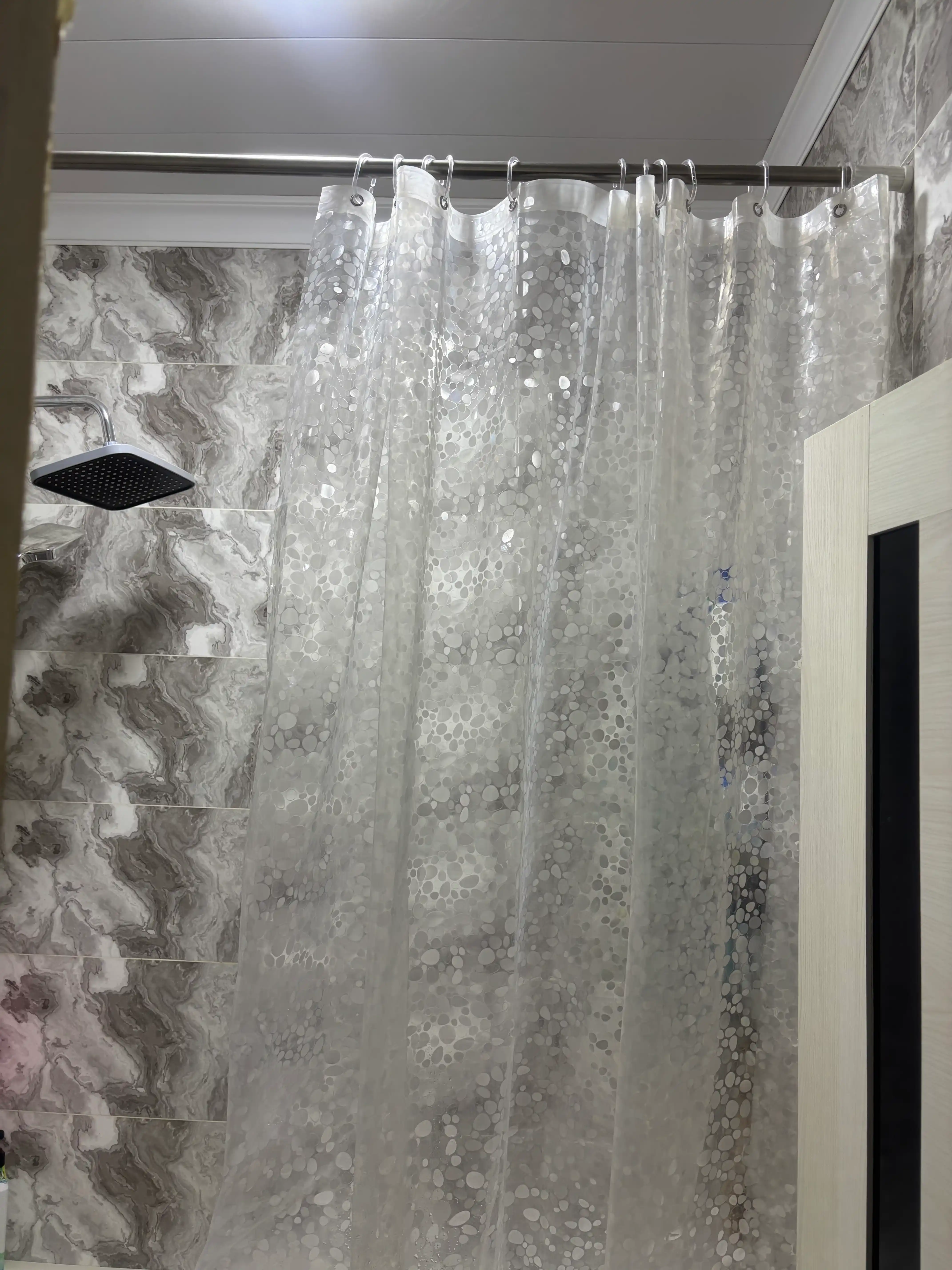 PEVA materialli hashamatli hammom pardasi, 180 × 200 sm, 12 ta halqali