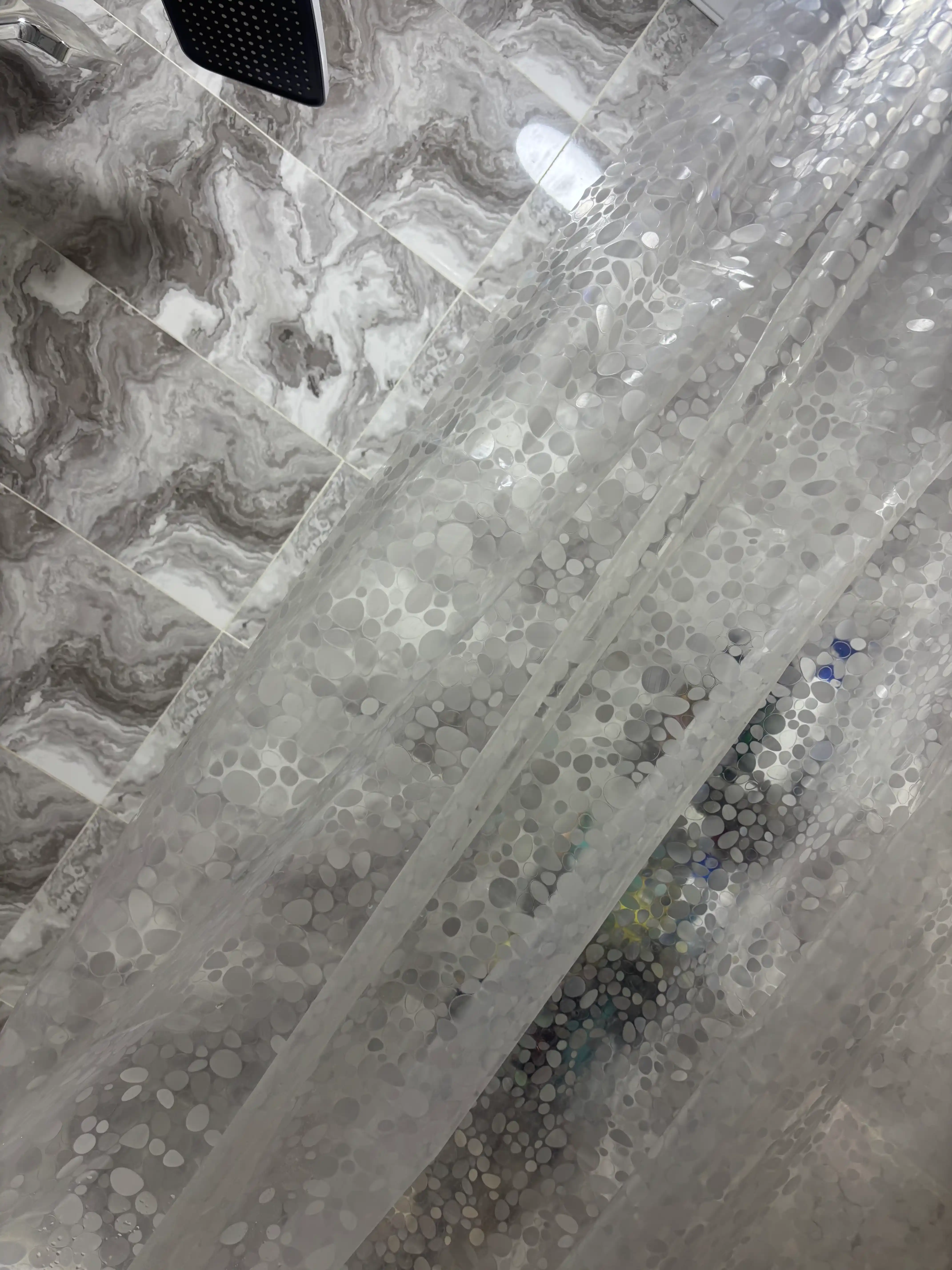 PEVA materialli hashamatli hammom pardasi, 180 × 200 sm, 12 ta halqali