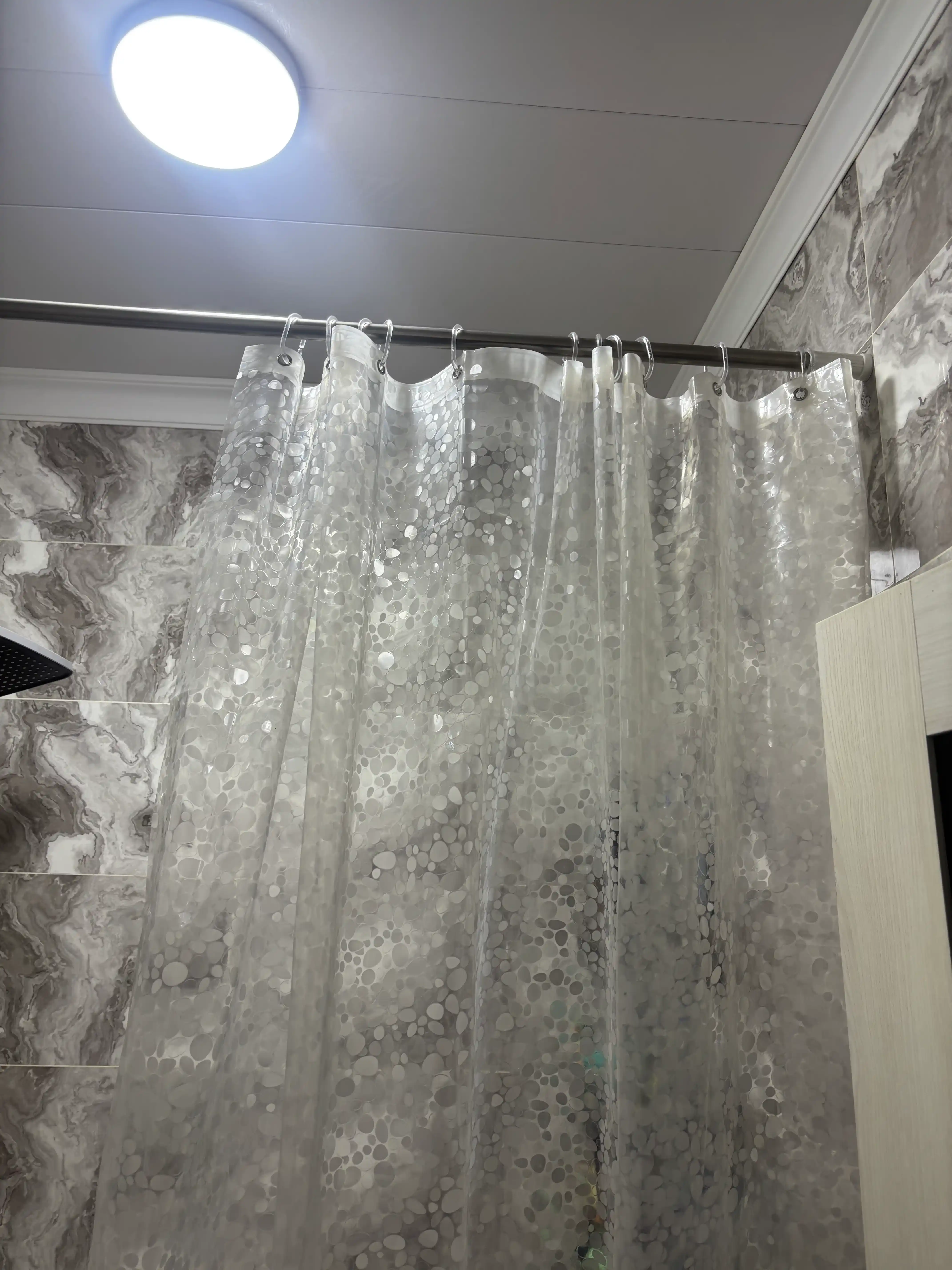 PEVA materialli hashamatli hammom pardasi, 180 × 200 sm, 12 ta halqali