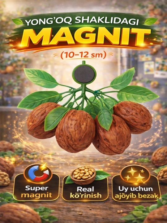 Meva shaklidagi magnitlar (10–12 sm) – real ko‘rinish, kuchli magnit - 