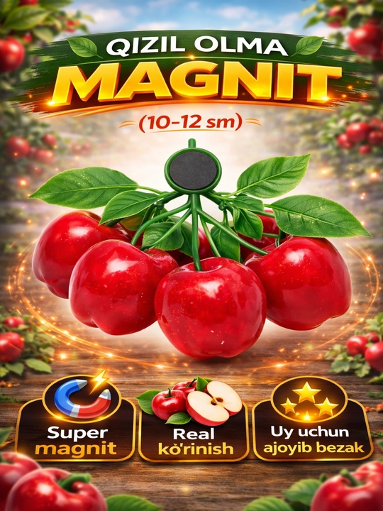 Meva shaklidagi magnitlar (10–12 sm) – real ko‘rinish, kuchli magnit - 