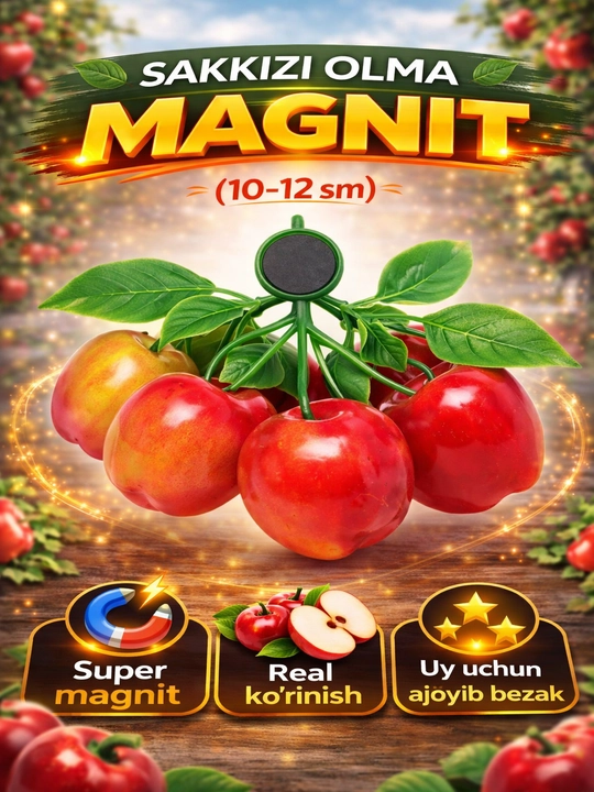 Meva shaklidagi magnitlar (10–12 sm) – real ko‘rinish, kuchli magnit - 