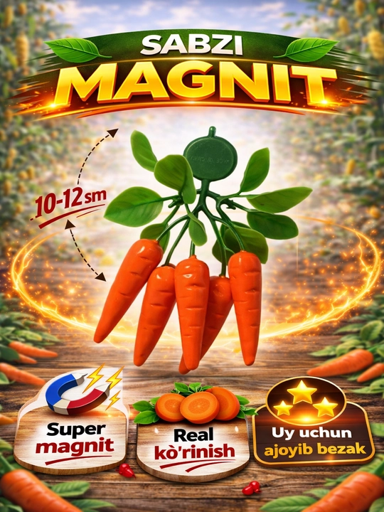 Meva shaklidagi magnitlar (10–12 sm) – real ko‘rinish, kuchli magnit - 