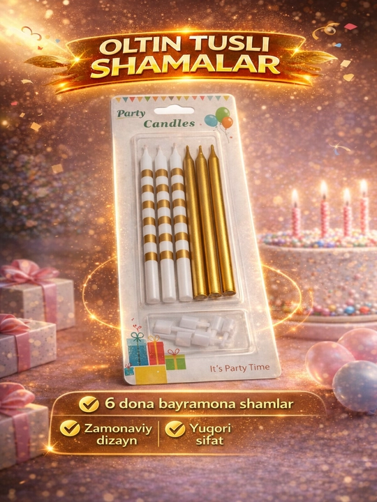 Tort shamlari va pichoq to'plami | Bayram uchun shamlar - 