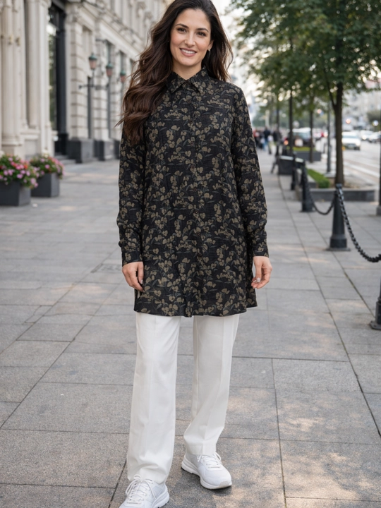 Rubashka-tunika ayollar uchun uzun ko‘ylak, bluzka paxta, M–6XL, yozgi, katta o‘lchamlar