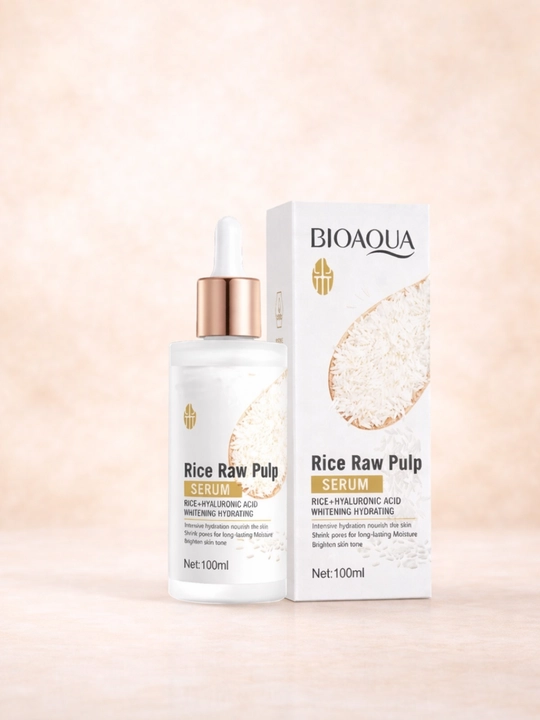 Bioaqua Rice Raw Pulp Serum guruch ekstrakti va gialuron kislotasi bilan yuz uchun sarum - 