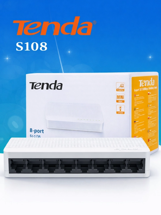 Сетевой коммутатор Tenda S108 с 8 портами 10/100 Мбит/с, мини Ethernet офиса дома и систем - 