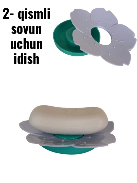 Vanna uchun sovun idish 2 qismli, gulsimon dizayn yashil oq