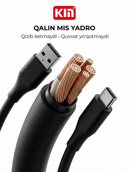 Кабель KIN KS23 USB → Type-C, 100 см, 3.8 мм, силикон