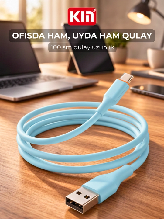 Кабель KIN KS23 USB → Type-C, 100 см, 3.8 мм, силикон