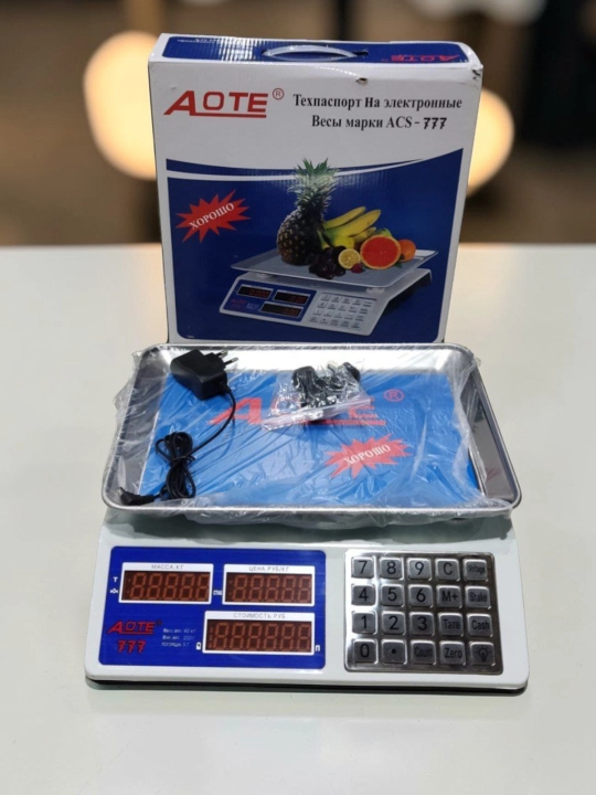 Elektron savdo tarozisi 40 kg — zanglamaydigan po'lat platforma, batareyali