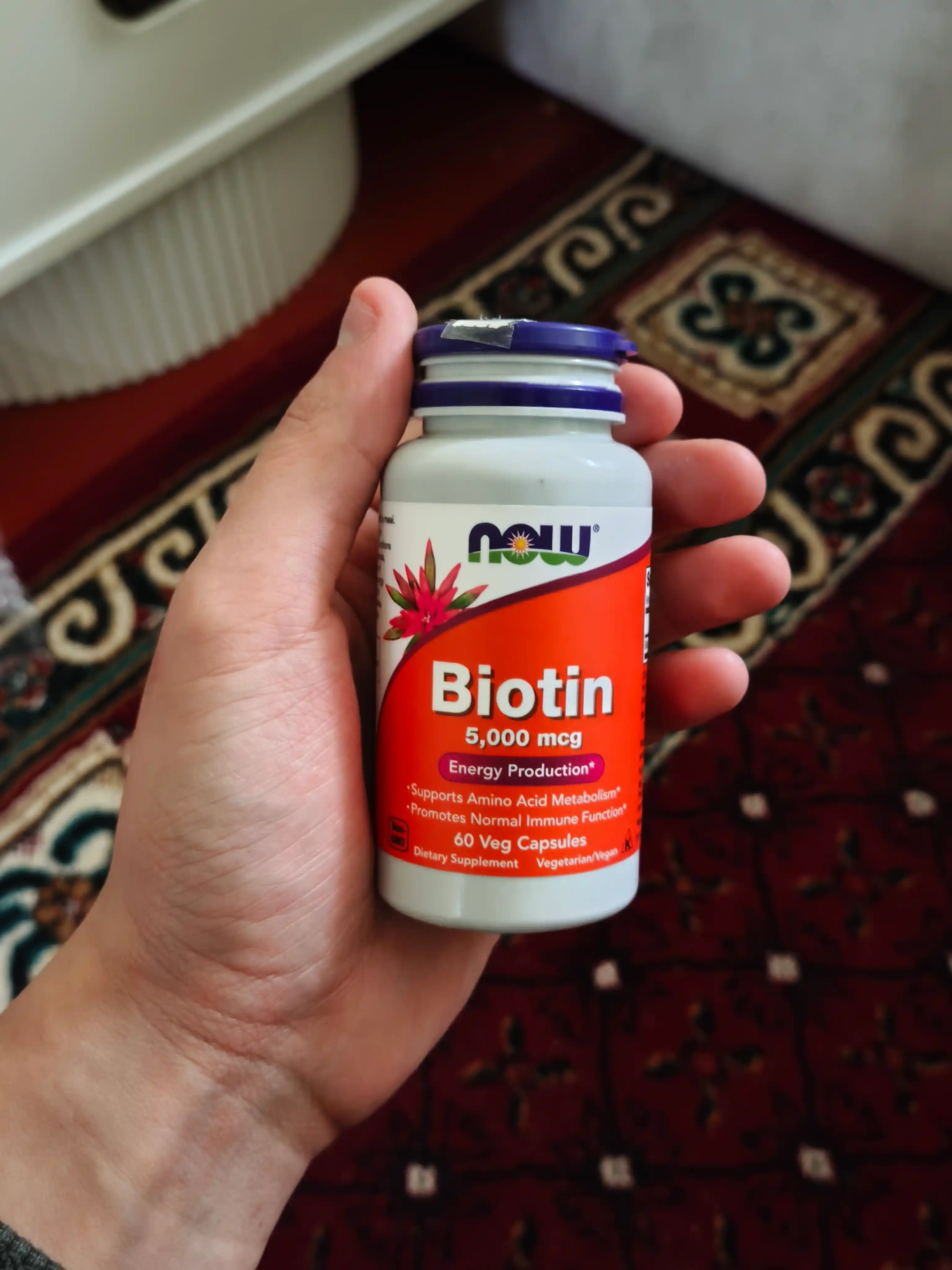 Капсулы NOW Supplements, Биотин 5000 мкг, метаболизм аминокислот, Халяль