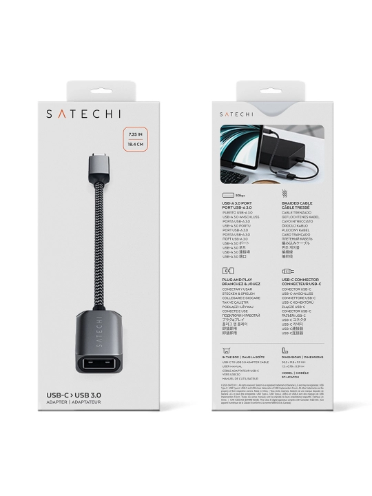Satechi adapter, simli, Type-C to USB-A 3.0, ma’lumotlarni uzatish uchun