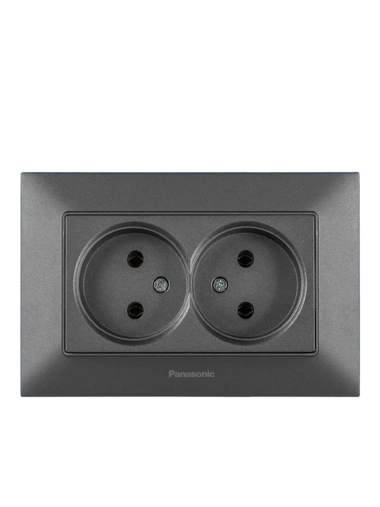 Ikki karra ichki elektr rozetka 16A 220V IP20 – kvadrat dizayn - 