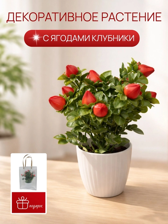 Искусственная цветочная композиция в горшке для декора интерьера - 