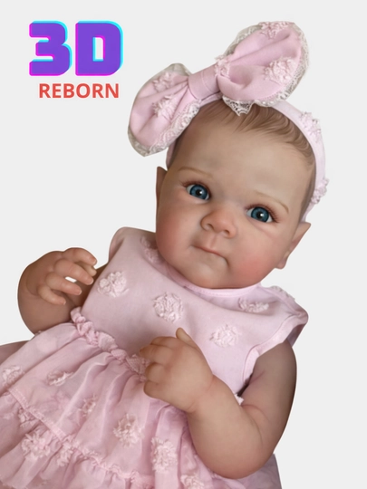 Реалистичная 3D силиконовая кукла для девочек, 55 см — GOLDNBA-3DREBOR-РОЗОВ