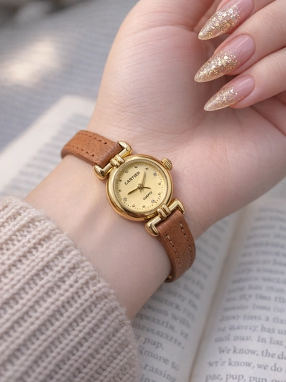 Женские наручные часы Cartier, подарок на 8 марта — DUCHE-CARTERNEJNI-РЫЖИЙ