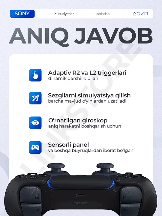 Simsiz joystik DualSense 5 PC va Sony Playstation 5 uchun