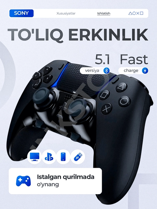 Simsiz joystik DualSense 5 PC va Sony Playstation 5 uchun