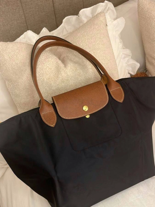 Maktab sumkasi, katta, ayollar uchun, Longchamp uslubida, o‘lchami M, tovut, shopper, A4 formatda
