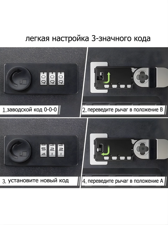 Настенный металлический сейф для ключей на 20 ключей с кодовым замком, черный/серый