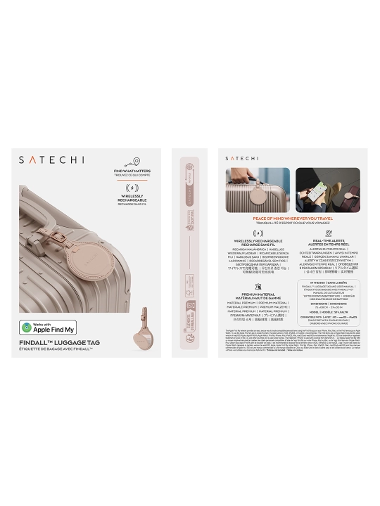 Трекер Satechi FindAll™ Luggage Tag, кожаный, аналог AirTag, для Iphone, брелок для багажа