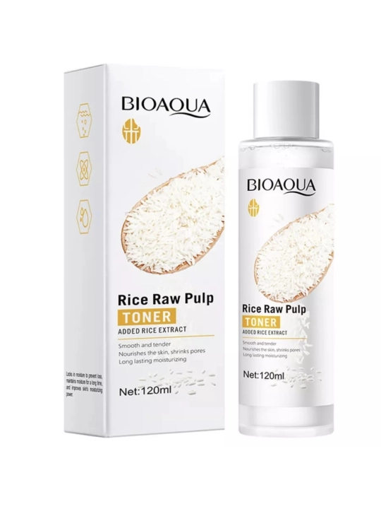 Bioaqua guruchli RAW pulpali namlovchi yuz tonigi, oq guruch ekstrakti bilan, 120 ml