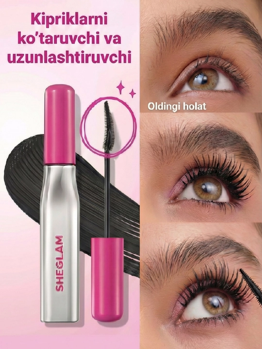 Sheglam tush, hajm va uzaytirish uchun mos, tush kipriklar uchun, kiprik o'stiruvchi