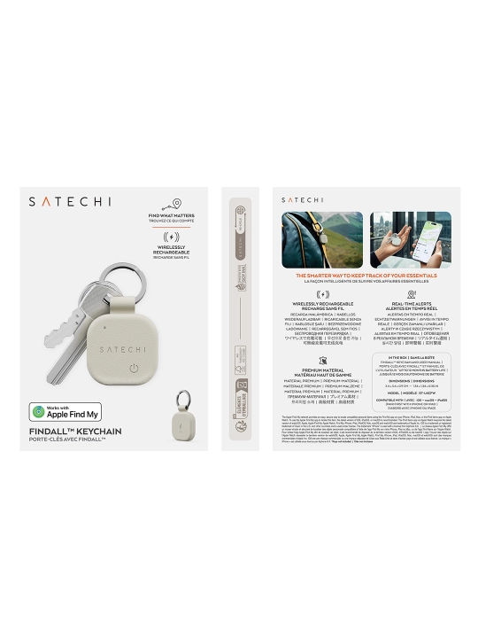 Трекер Satechi FindAll™ Keychain, кожаный, аналог AirTag, для Iphone, брелок для ключей