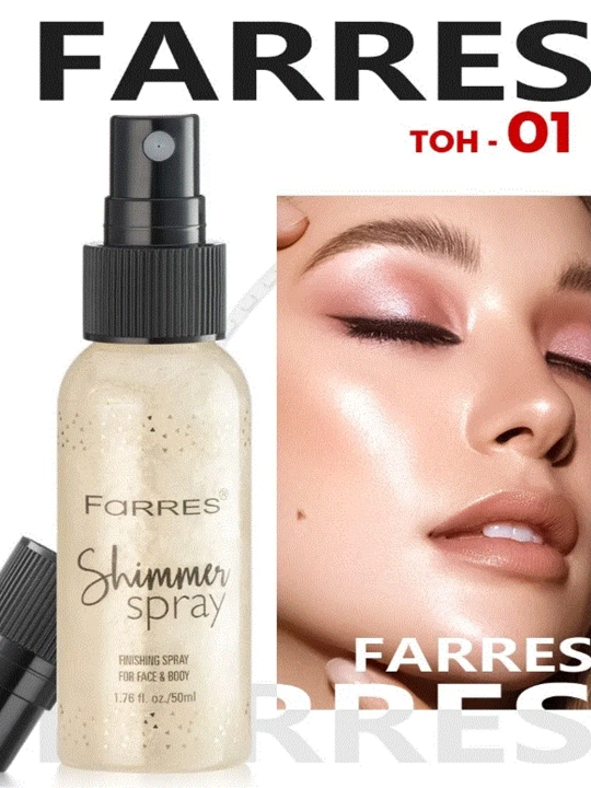 FARRES Спрей для тела с шиммером, блеском,мист с блестками во флаконе с распылителем, 50мл - 