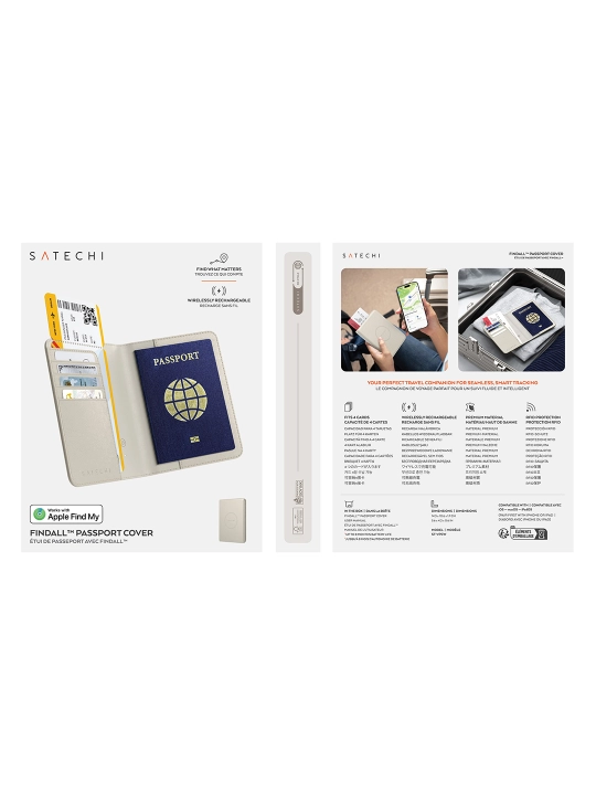 Satechi FindAll™ pasport g‘ilofi, o‘rnatilgan trekerli,charm,AirTag analogi, iPhone uchun