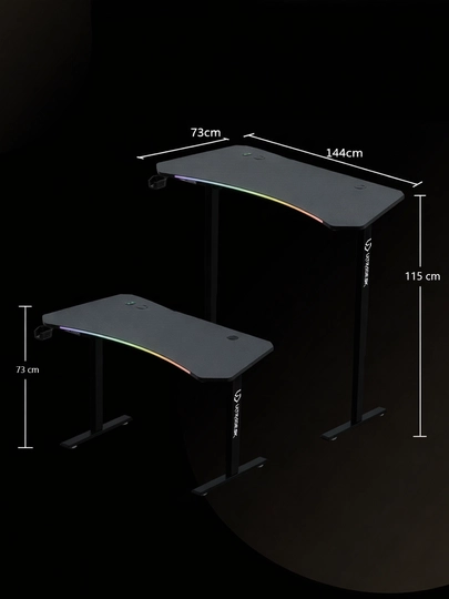 144×74 sm o‘lchamdagi elektr boshqariladigan kompyuter stoli, RGB yoritgichli, Level2 karbon stol 9