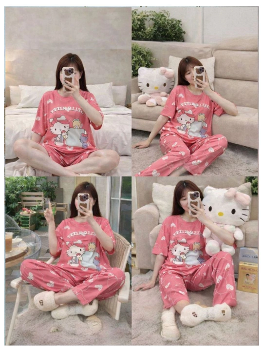 Ayollar va qizlar uchun, 3 tasi 1 da pijama, shortik, ko‘ylak va shim ayollar komplekti 