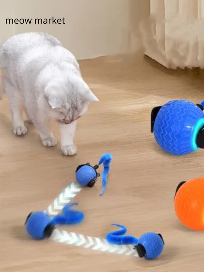 Mushuklar uchun interaktiv aqlli koptok, dumli avtomatik dumaloq o'yinchoq, smart ball